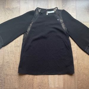 Sandro black lace 3/4 sleeve blouse